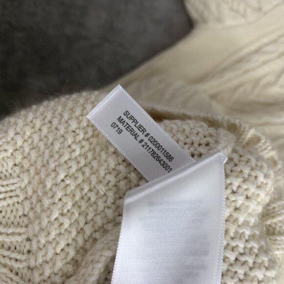 Polo Ralph Lauren Sweater Women's Large Beige Chunky Fisherman Knit Preppy - Picture 9 of 11